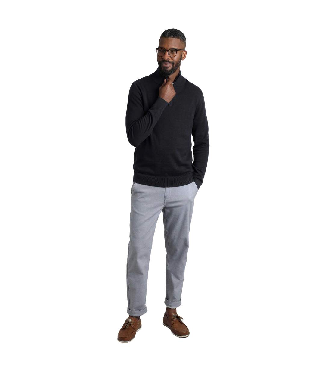 Mens Baxter Fine Knit Quarter Zip Jumper Navy Weird Fish-3