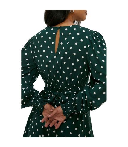 Dorothy Perkins Womens/Ladies Spotted Shirred Cuff Mini Dress (Green/White) - UTDP4250