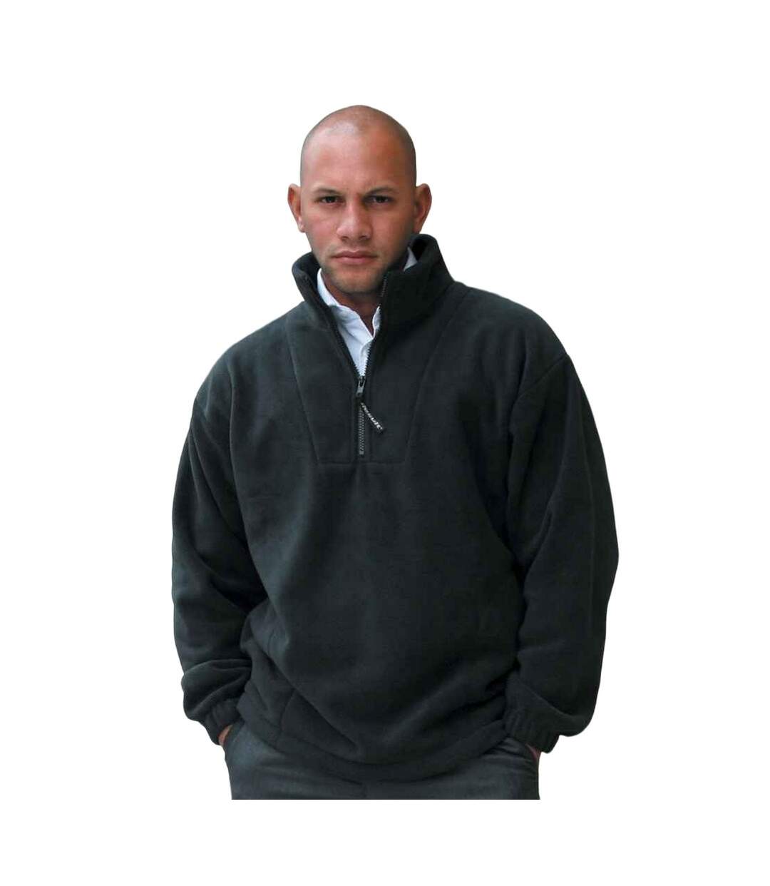 Adults unisex polartherm zip neck fleece black Result-2