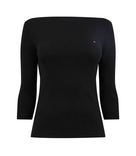 Womens/ladies Cody Boat Neck Slim T-shirt Black Tommy Hilfiger