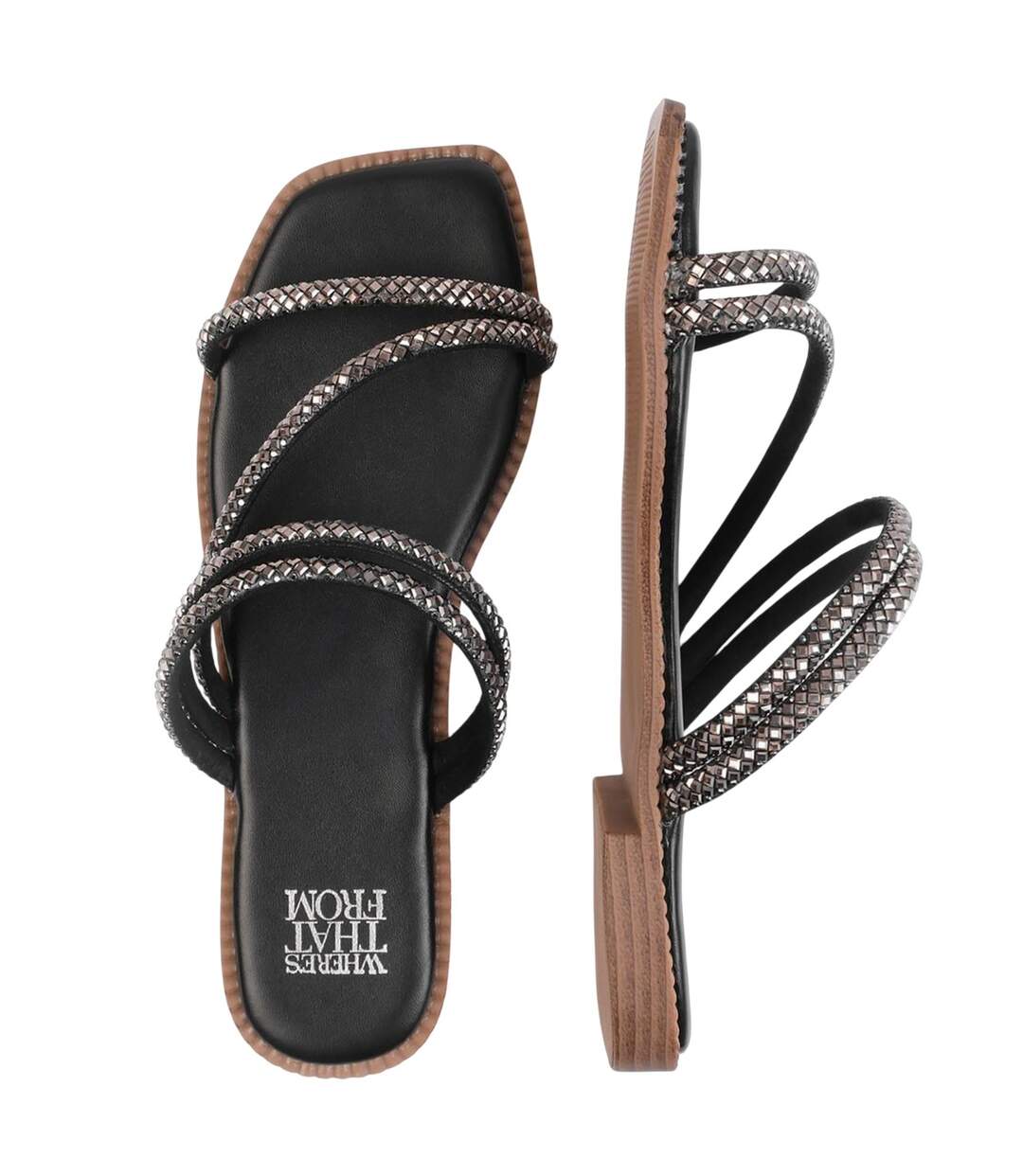 Sandales Motif/style Strass Femme Noir Where´s That From-2