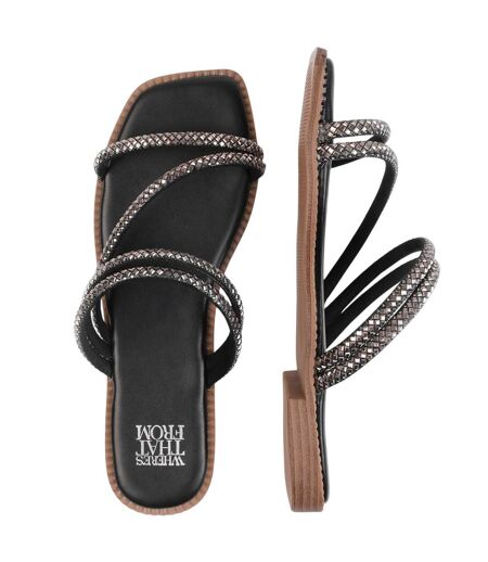 Sandales Motif/style Strass Femme Noir Where´s That From