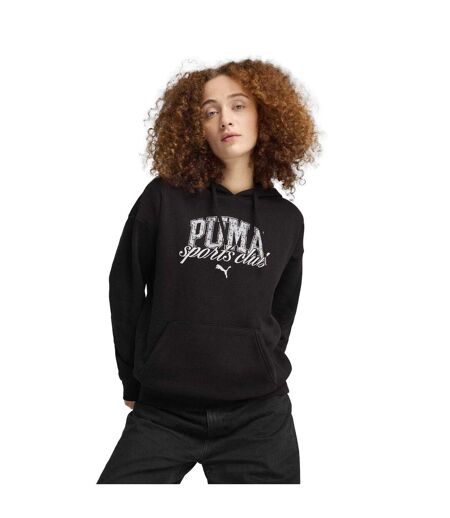 Womens/ladies Logo Overhead Hoodie  Black Puma
