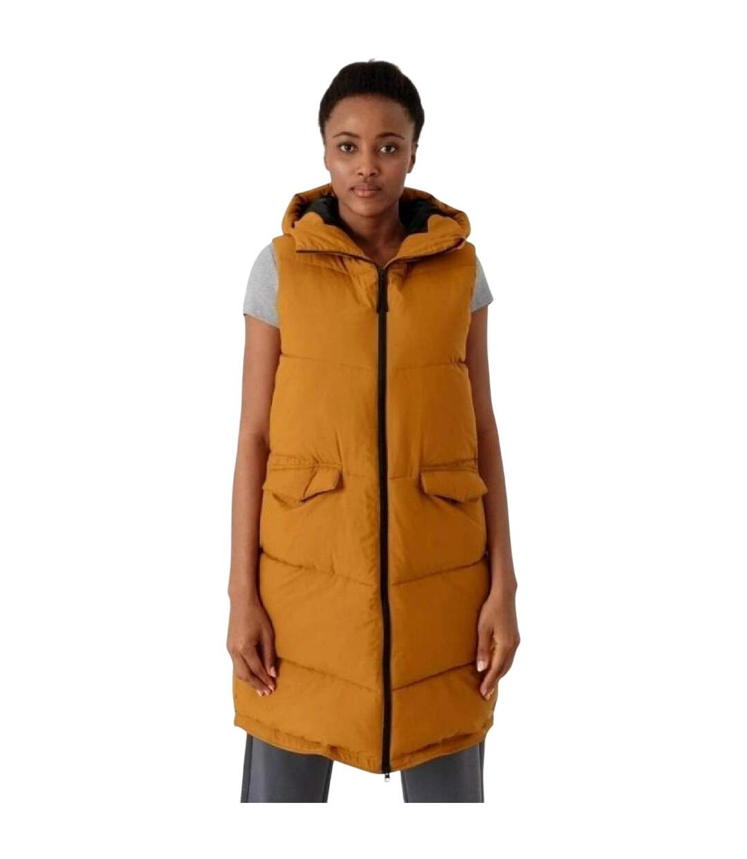 Veste Sans Manches Motif/style Uni H4z21 Femme Marron 4F-1