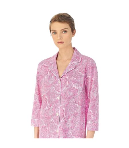 Ensemble De Pyjama Long Manches ¾ Motif/style Cachemire Femme Rose Ralph Lauren