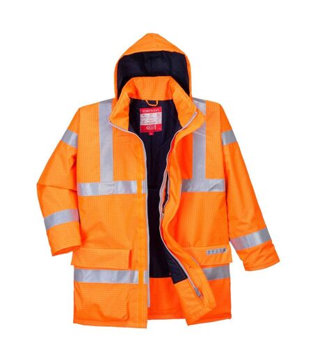 Mens hi-vis bizflame rain anti-static safety jacket orange Portwest