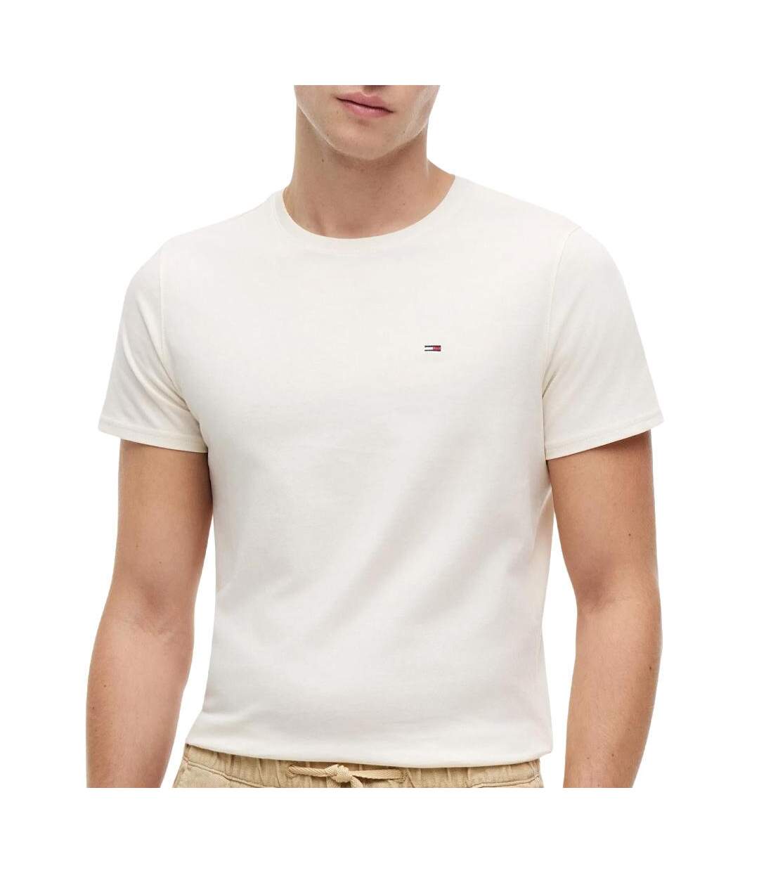 T-shirt beige clair homme tommy hilfiger tjm xslim jersey-1