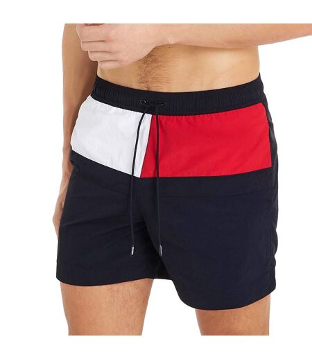 Mens Flag Mid Length Swim Shorts Blue Tommy Hilfiger