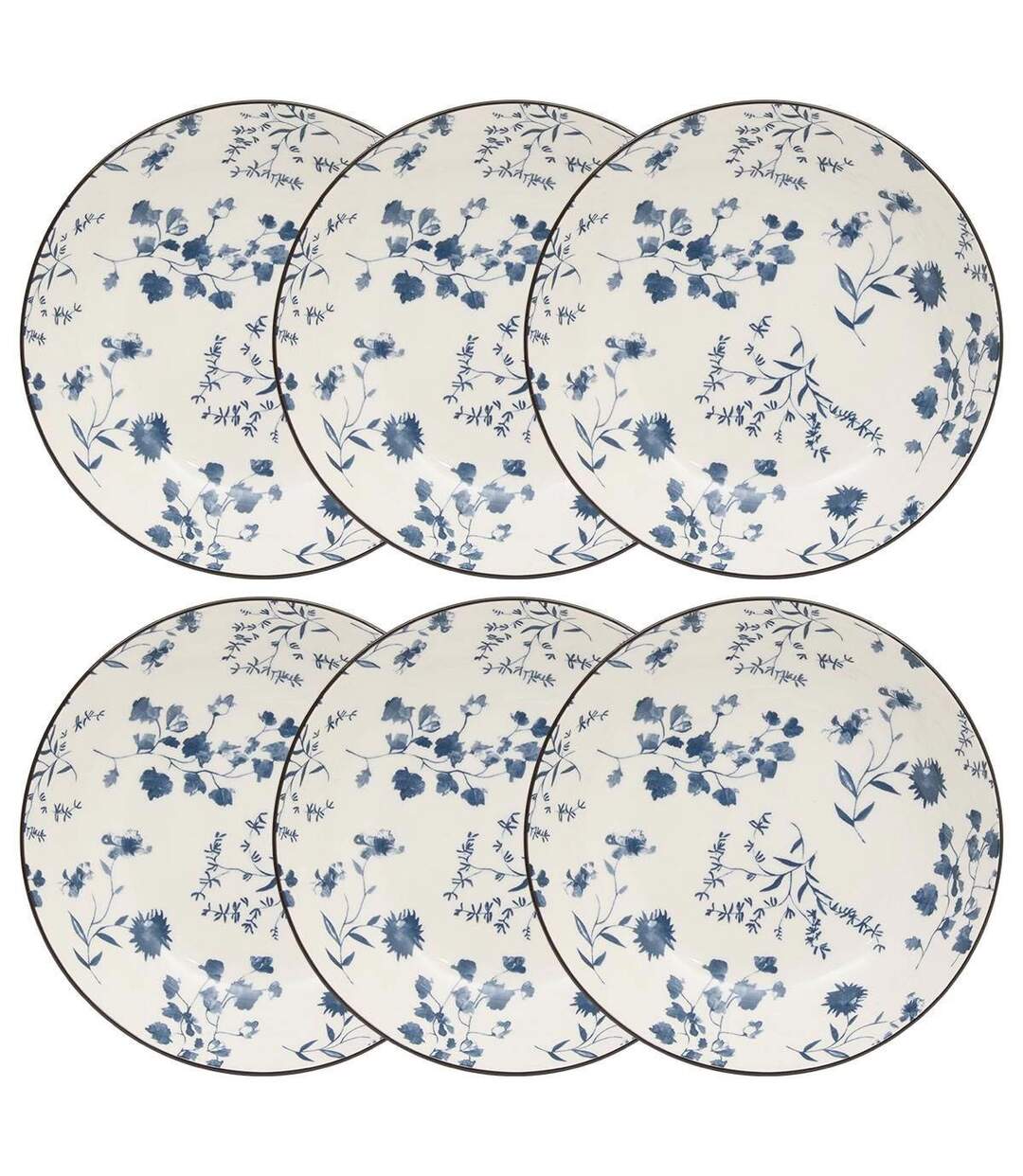 Lot de 6 Assiettes Creuses Umami Fleur 20cm Bleu-2