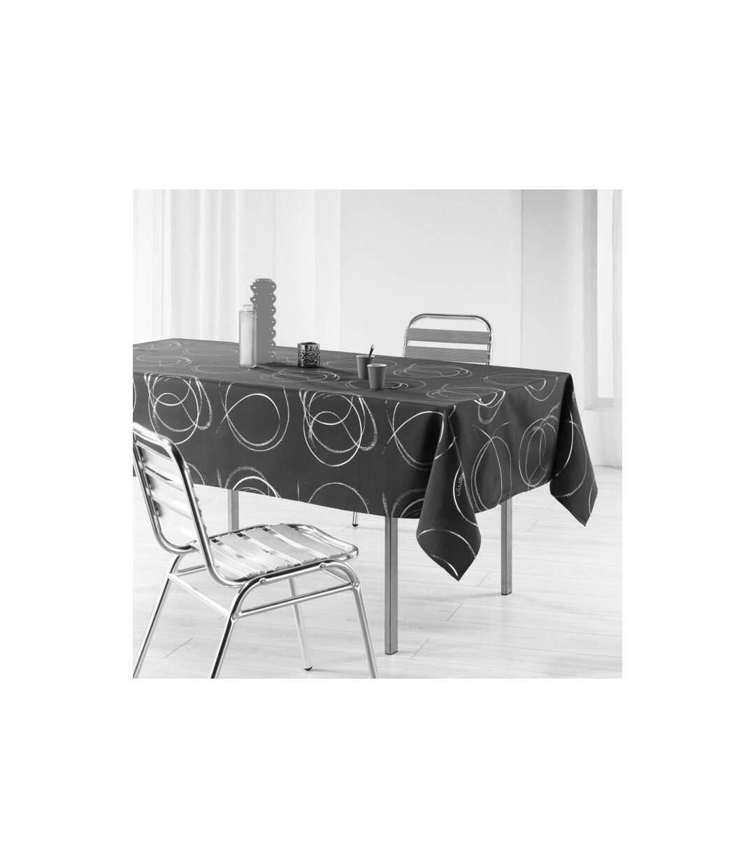 Nappe Imprimé Métallisé Bully 150x300cm Gris