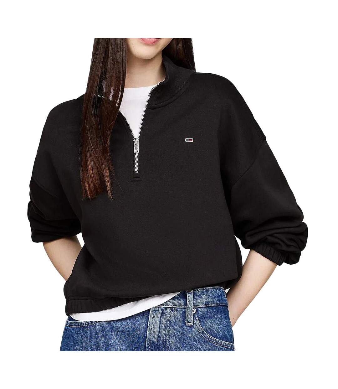 Sweat 1/4 Zip Noir Femme Tommy Hilfiger DW0DW18775 - L