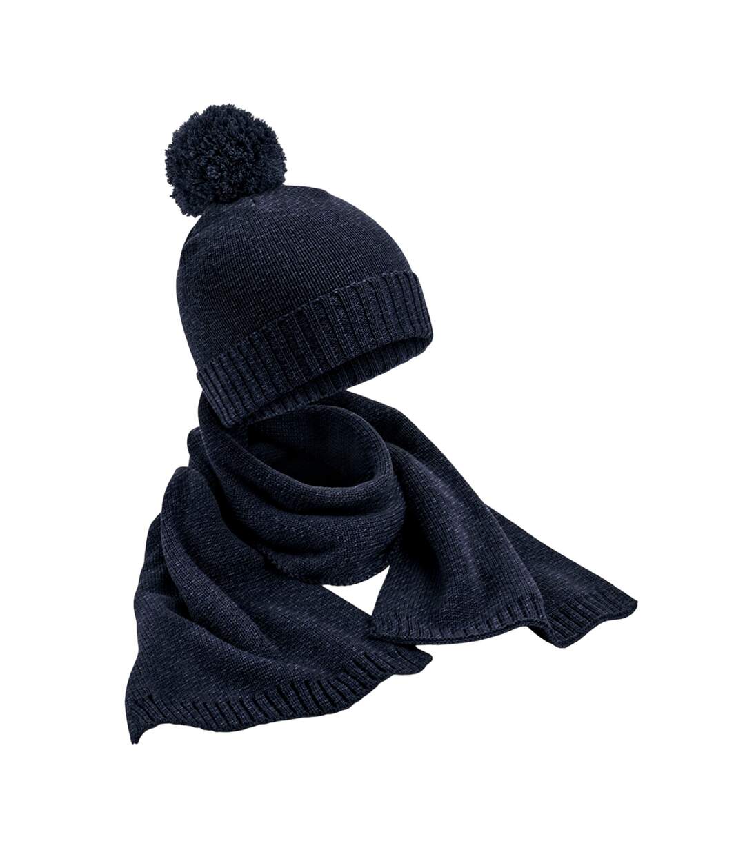 Ensemble Bonnet Et Écharpe Adulte Taille Unique Bleu Marine Beechfield-1