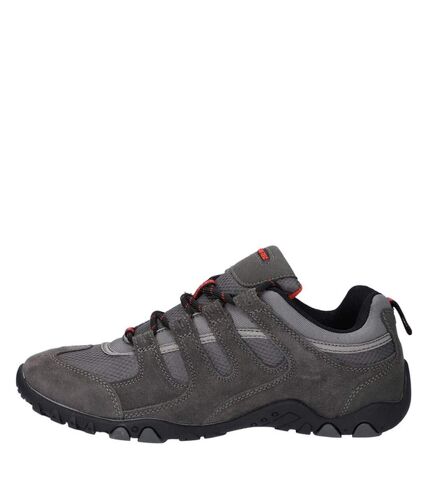 Hi-Tec Mens Quadra II Suede Walking Shoes (Charcoal/Zingy Red) - UTFS10358