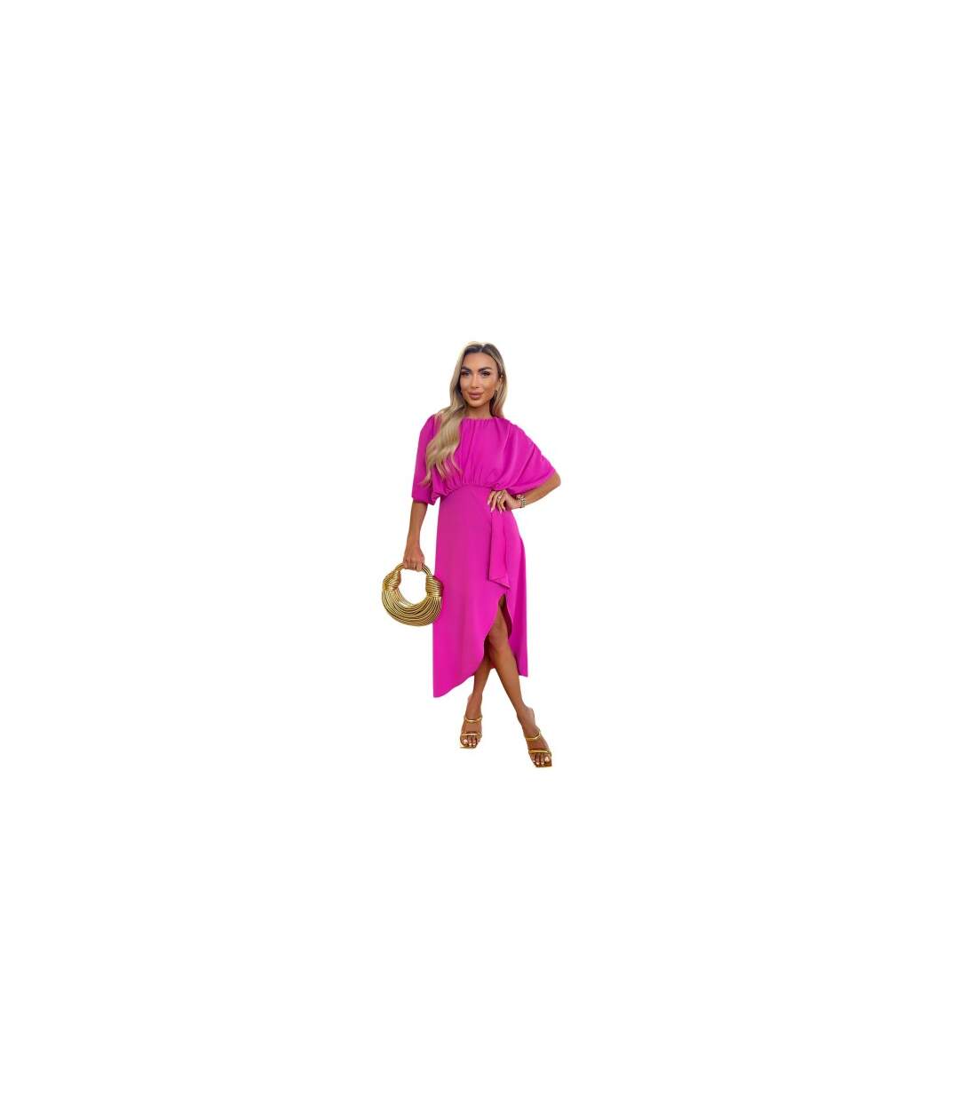 Womens/ladies Polyester Batwing Sleeve Midi Dress Hot Pink AX Paris-1