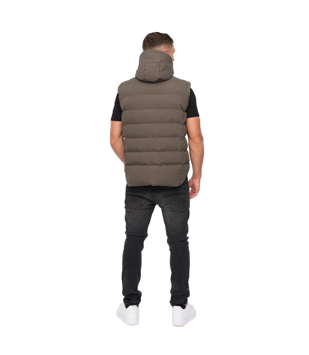 Doudoune Sans Manches Motif/style En Relief Kampleys Homme Olive Foncé Crosshatch-3