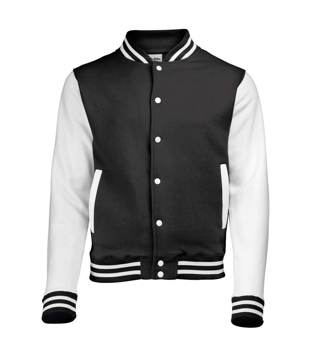 Unisex adult varsity jacket jet black/white Awdis-1