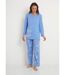 Pyjama manches longues coton uni fleuri-1