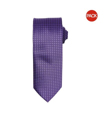 Lot de 2  Cravate à motif pied de poule homme taille unique pourpre Premier