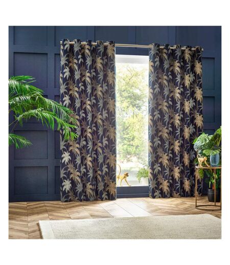 Galapagos jacquard eyelet curtains 229cm x 229cm navy Wylder