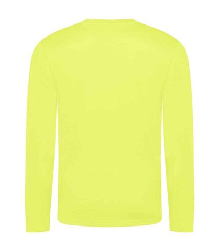 Mens moisture wicking long-sleeved t-shirt electric yellow AWDis Cool