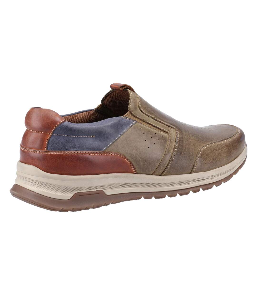 Mens cole leather casual shoes khaki/navy/tan Hush Puppies-2
