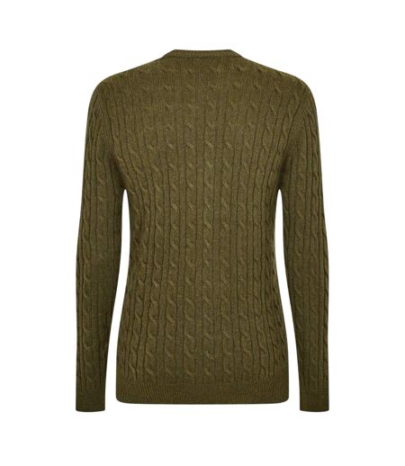 Mens Marlow Cable Knit Merino Wool Jumper Olive Jack Wills
