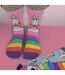 3 Pr Chaussettes Femme Coton Arc en Ciel Licorne-4