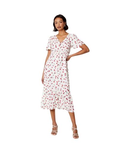 Robe mi-longue femme rouge / blanc Dorothy Perkins