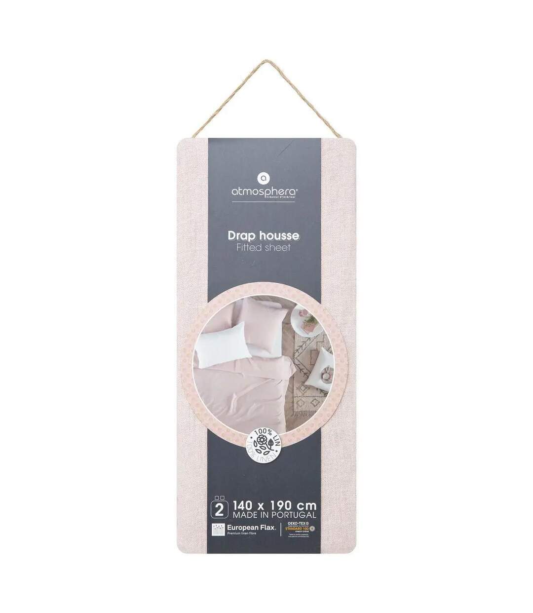 Drap Housse en Lin Adorable 140x190cm Rose Poudré-3