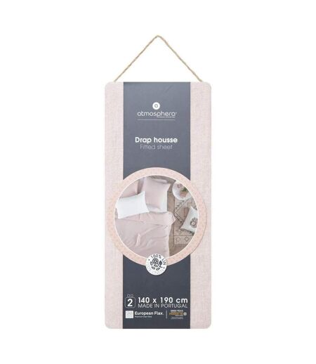 Drap Housse en Lin Adorable 140x190cm Rose Poudré