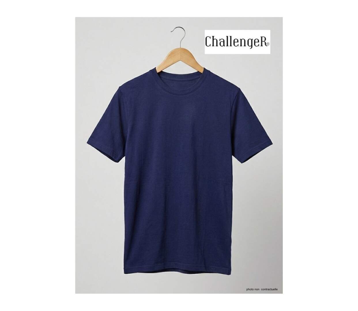 Tee-shirt Uni Ras du Cou Challenger F110 Bleu Marine-2