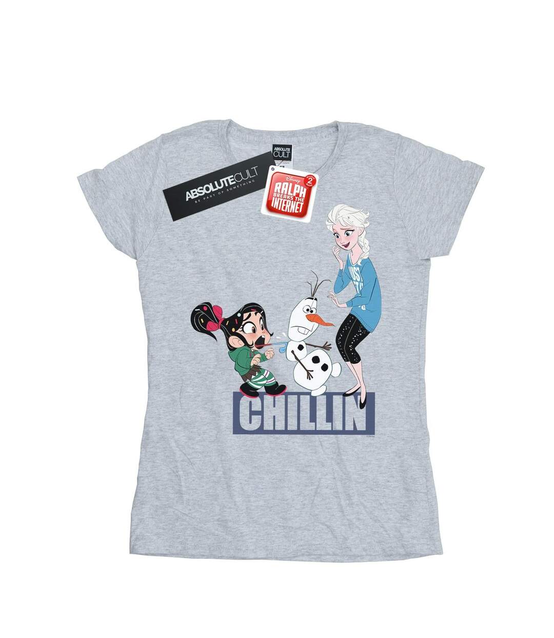 Disney T-shirt en coton Womens/Ladies Wreck It Ralph Elsa And Vanellope (Gris sportif) - UTBI44976-1