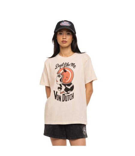 T-shirt femme col rond regular avec print devant et dos Devil Vondutch