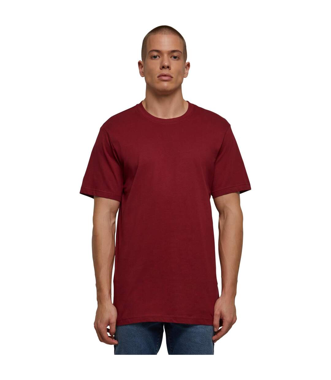T-shirt Basique À Col Rond Pour Hommes Bourgogne Build Your Brand-1