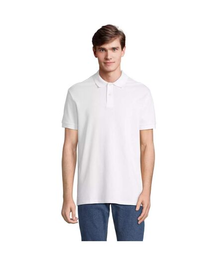 Unisex Adult Pacific Pique Twin Needle Stitch Polo Shirt White SOLS
