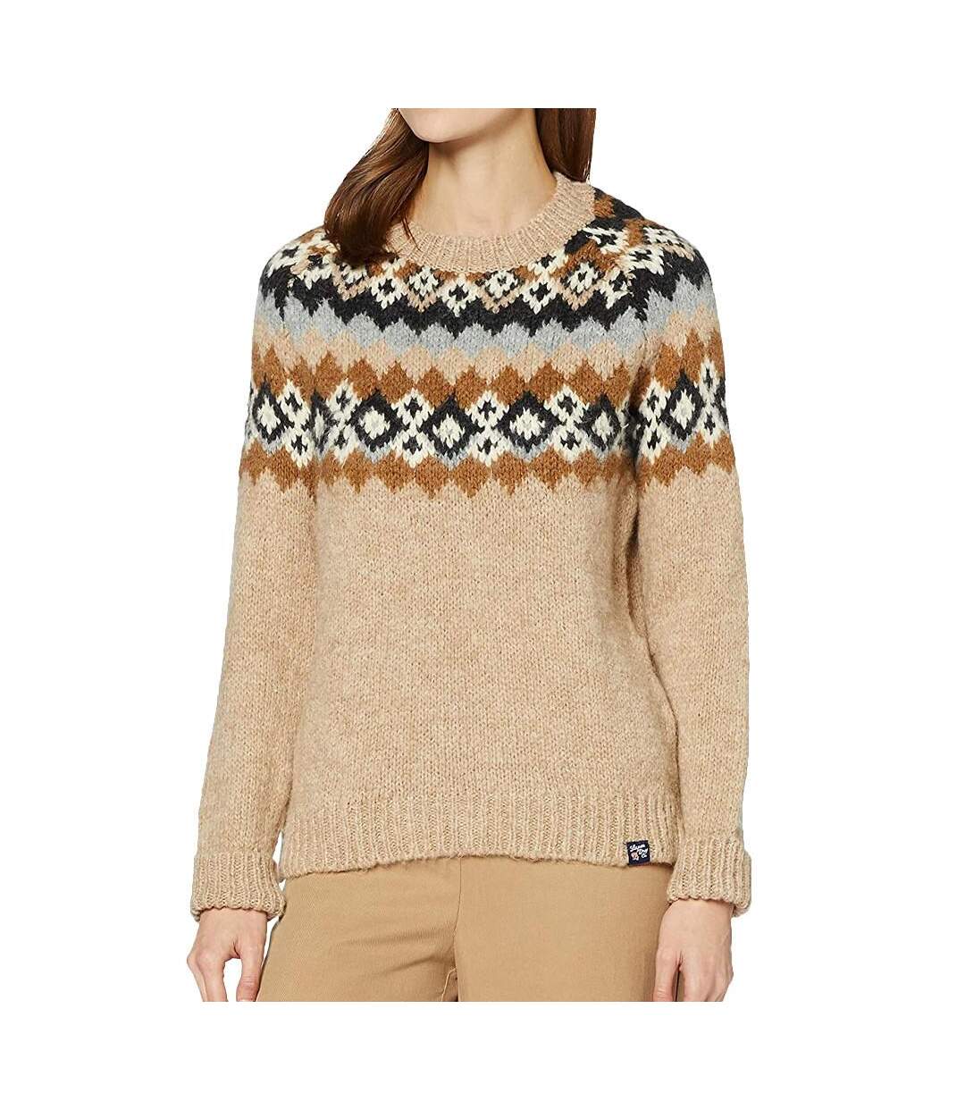 Pull Beige Jacquard Femme Superdry Savannah - 36