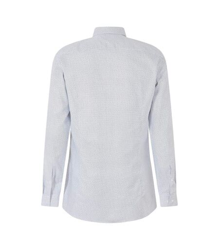 Mens Microprint Oxford Long-sleeved Formal Shirt White Hugo