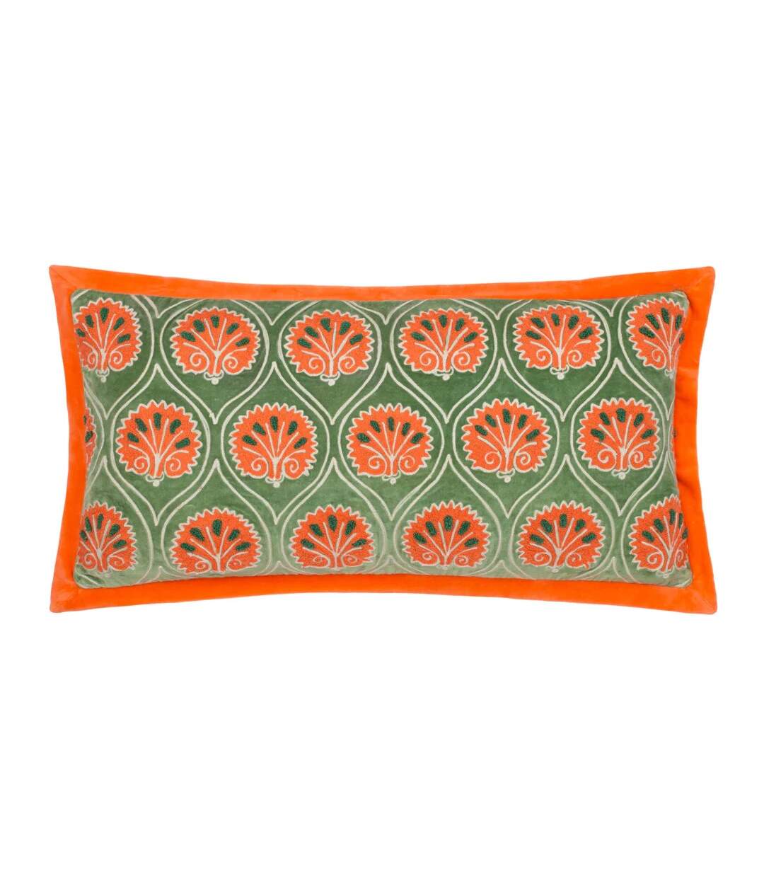 Casa embroidered cushion cover 30cm x 60cm peridot/orange Paoletti