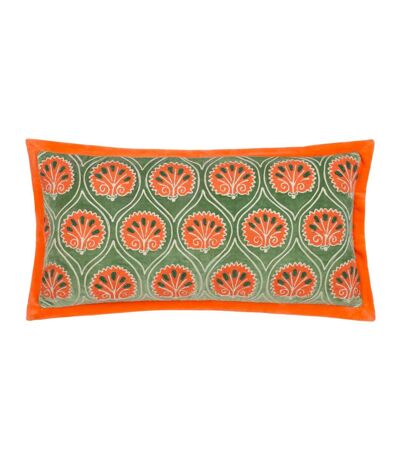 Paoletti Casa Embroidered Throw Pillow Cover (Peridot/Orange) (30cm x 60cm) - UTRV3042
