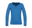 MAYFLOWER NOVICE2 – Tee-shirt manches longues bleu col tunisien satin pour un style chic et fluide-5