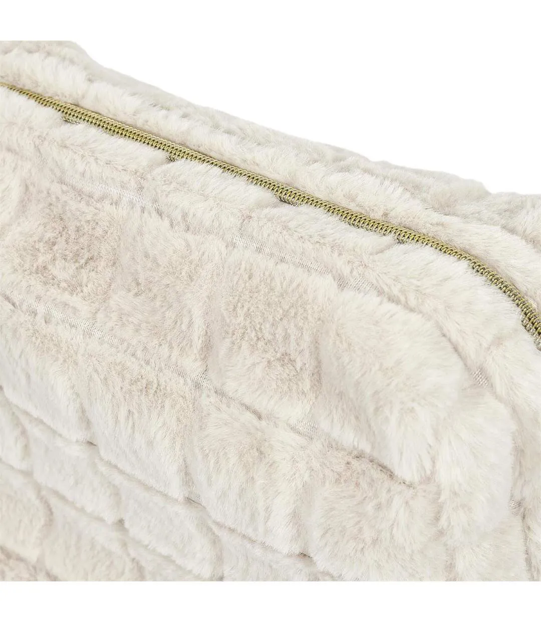 Trousse de Toilette Imitation Fourrure Fluffy 18cm Crème-5