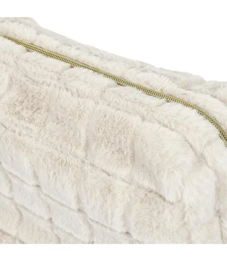 Trousse de Toilette Imitation Fourrure Fluffy 18cm Crème