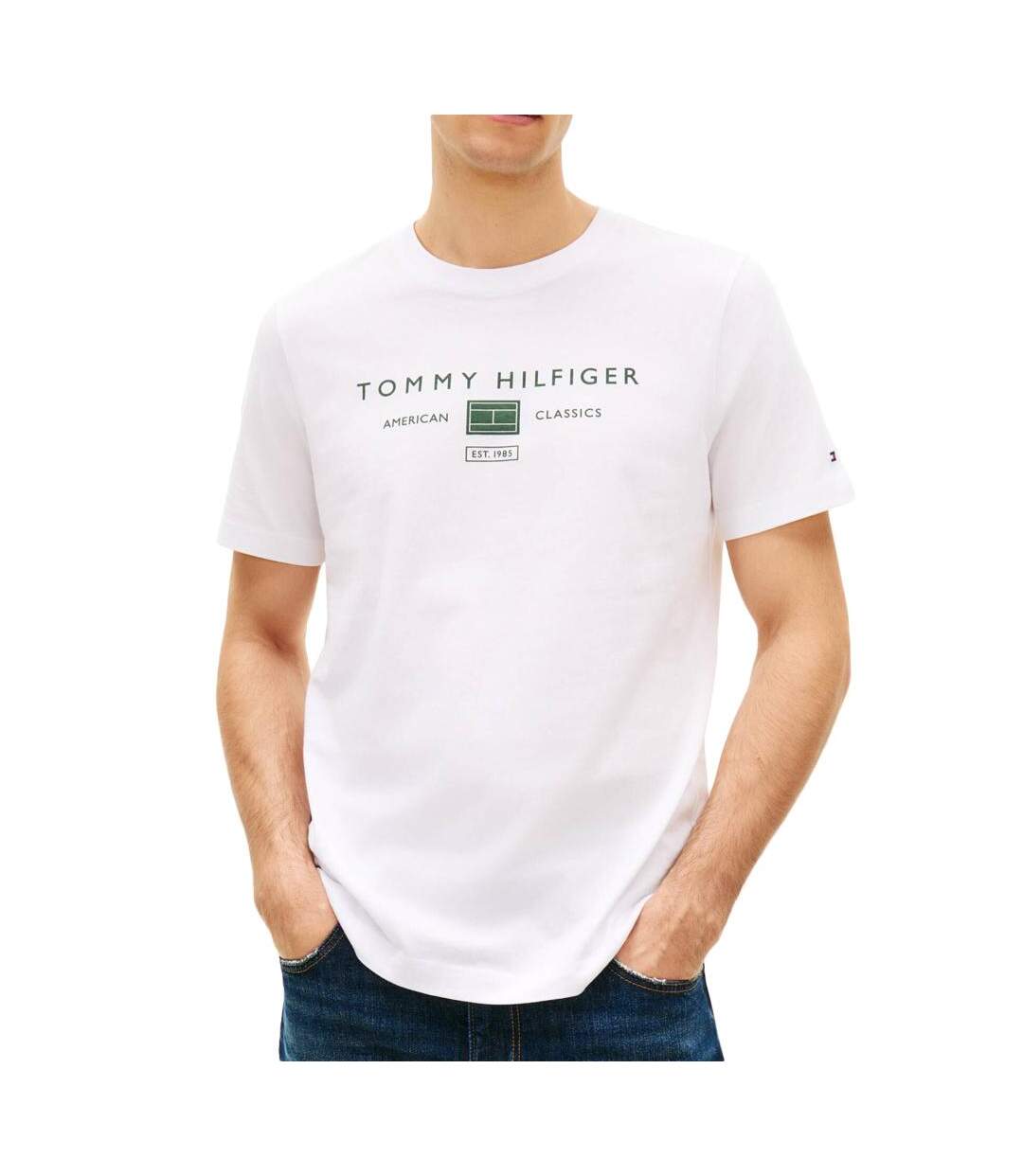 T-Shirt blanc homme tommy hilfiger brand-1