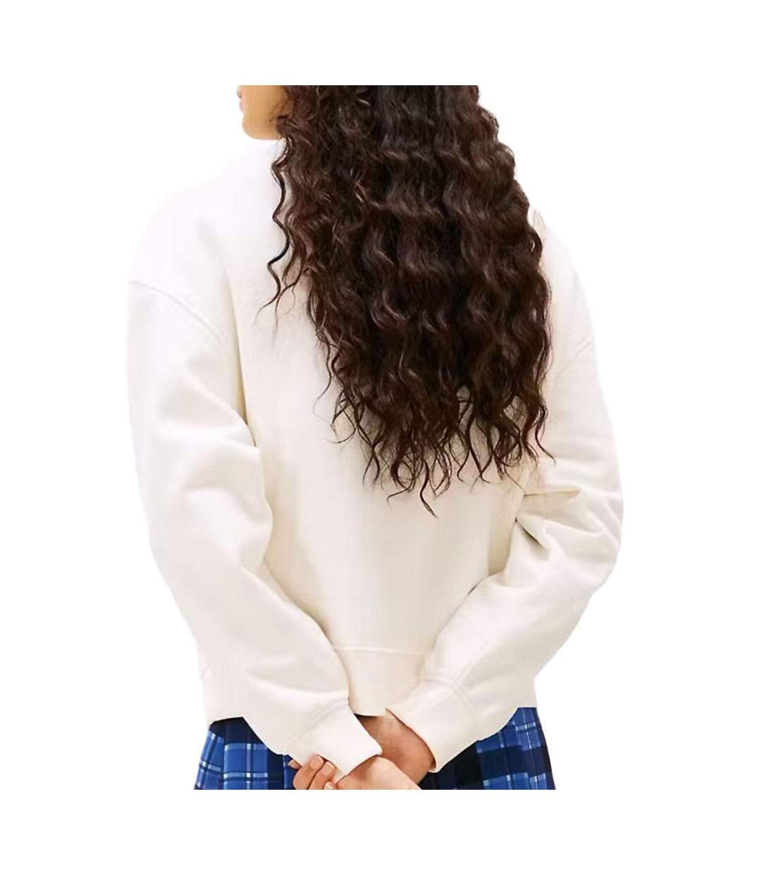 Sweat blanc femme tommy hilfiger badge crew-2