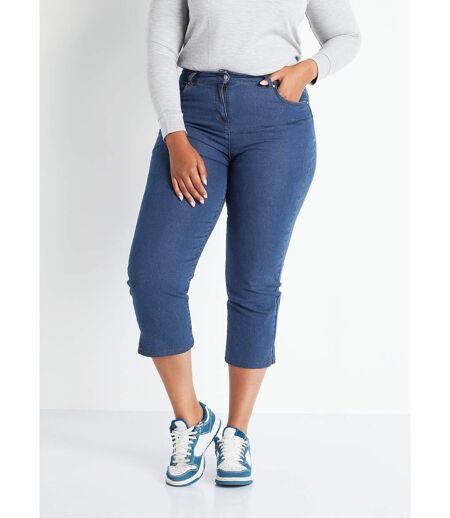 Pantacourt ceinture extensible en jean
