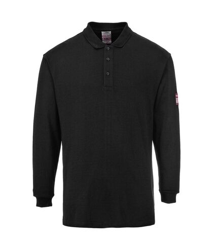 Portwest Mens Flame Resistant Anti-Static Long-Sleeved Polo Shirt (Black) - UTPW540