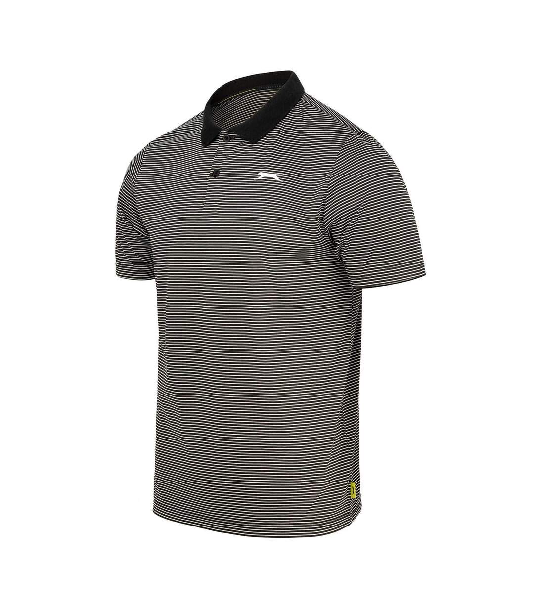 Polo Golf Motif/style Micro-rayures Homme Noir Slazenger-3