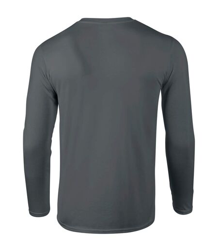 Pack Of 5   Mens Soft Style Long Sleeve T-shirt Charcoal Gildan