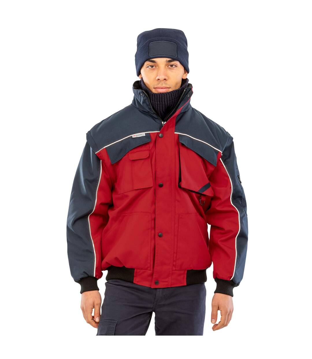 Blouson pilote homme rouge / bleu marine WORK-GUARD by Result WORK-GUARD by Result