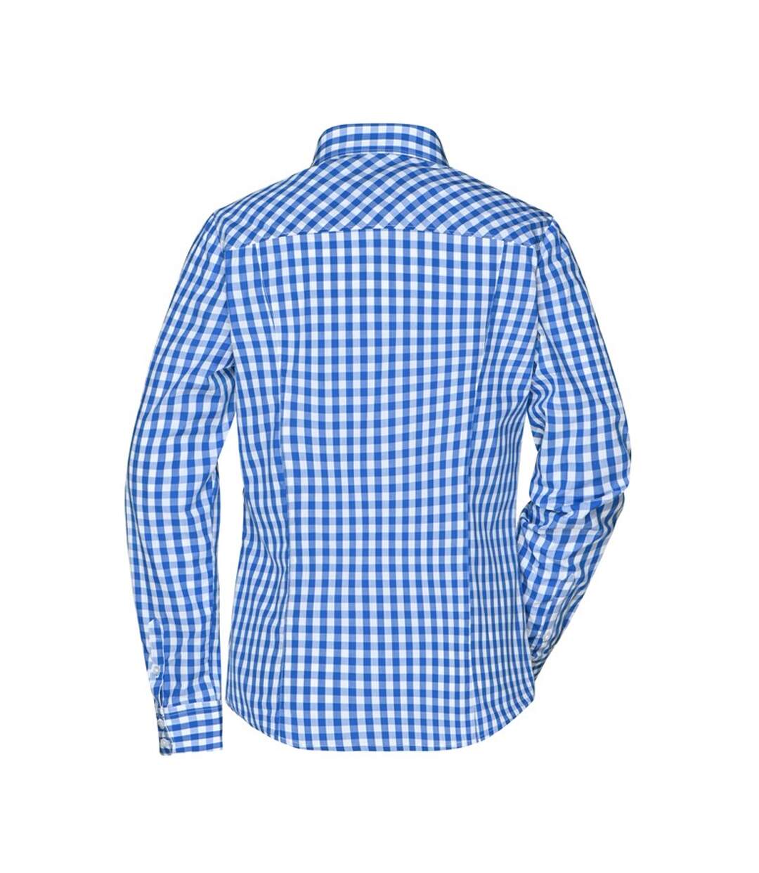Blouse Motif/style À Carreaux Femme Bleu Roi Blanc James And Nicholson-2